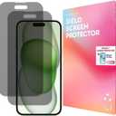 2 x SIELO 2PACK Privacy Screen Protector for iPhone 15 Plus, Anti-Scratch, Anti-Fingerprint, Anti-Shatter, Touch Sensitive, PET Film, Blue Light Block, Easy Install, 9H Hardness