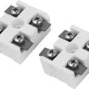 uxcell Ceramics Terminal Blocks High Temp Porcelain Ceramic Connectors 2 Way for Electrical Wire Cable 30A 2 Pcs
