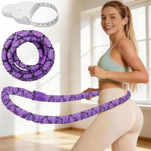 3 lbs Soft Spring Hula Hoop, Weighted Hoops for Adults, Foldable and Portable Hula with Body Tape Measure, Loss Fitness Hoop (Purple)