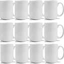 TANGLONG Sublimation Mugs 15 oz, Sublimation Blanks, Bulk Coffee Mugs,White Cups for Coffee,Latte, Soup, Milk, Hot Cocoa Set of 12