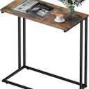 C-Shaped Side Table, Metal Double Frame End Table for Living Room Bedroom, Large
