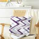 CaliTime Throw Pillow Covers Pack of 2 Cozy Fleece Abstract Geometric Fold Line Decorative Cushion Cases for Couch Bed Sofa Farmhouse Decoration 18 X 18 Inches Deep Purple Grey