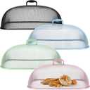 Hicarer 4 Pcs Metal Mesh Screen Food Cover for Outdoors Set Large 18.5 Inch Mesh Food Tents for Outdoor Mesh Food Covers Picnic Food Covers for Indoor Plate (Black, Blue, Green, Pink)