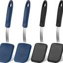 Gejoy 4 Pcs Silicone Cookie Spatula Turner Mini Brownie Spatula Flexible Silicone Spatulas Nonstick Cookware Heat Resistant No Scratch Flipper Baking Utensils for Egg Pancake(Blue, Gray)