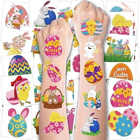 Easter Tattoos for Kids - 150 PCS Easter Basket Stuffers - Egg Fillers Stickers for Boys Girls,Easter Gifts Toys for Teens | Easter Games Crafts Party Favors for Adults,Easter Dresses Outfit Shirts