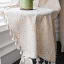 Yunsurey Daisy Boho Curtains for Girls Room Farmhouse Linen Blend Window Drapes for Living Room Kitchen Closet Doorway Rod Pocket Tassel Curtains for Home Decor 1 Panel W59 X L63 Inch