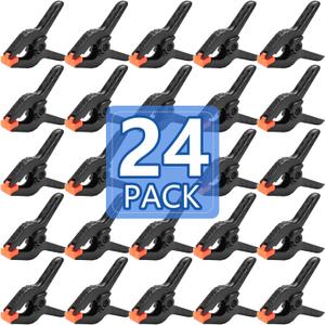 24 Pack 3.5 inch Plastic Spring Clamps, Black Heavy Duty Clips, Backdrop Clips, Plastic Clamps for Crafts, Backdrop Stand, Woodworking, Photography