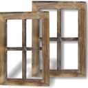 Greenco Wooden Rustic Mount Brown Window Frames Vintage Western Country Farmhouse Wall Art Decor - Set of 2 | Home Decor | Great for Living Room, Bathroom, and Bedroom