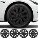 Wheel Covers for Tesla Model 3 18 inch Hubcaps 2017-2023 Hubcaps 4 Pcs Compatible with Tesla Molde 3 Rim Protector Replacement Wheel Cover Exterior Accessories,Matte Black