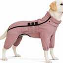 Lotus Warm Dog Coat, Double Layers, Windproof, Waterproof, Reflective, Pink, L (back 15"), Lotus Pink