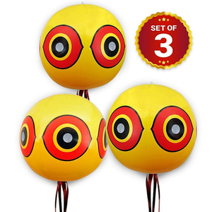 keesoon -Bird repelling balloon，woodpecker balloon， PVC inflatable terror eye ball bird repelling ball Pack of 5 (Yellow 3 pcs)