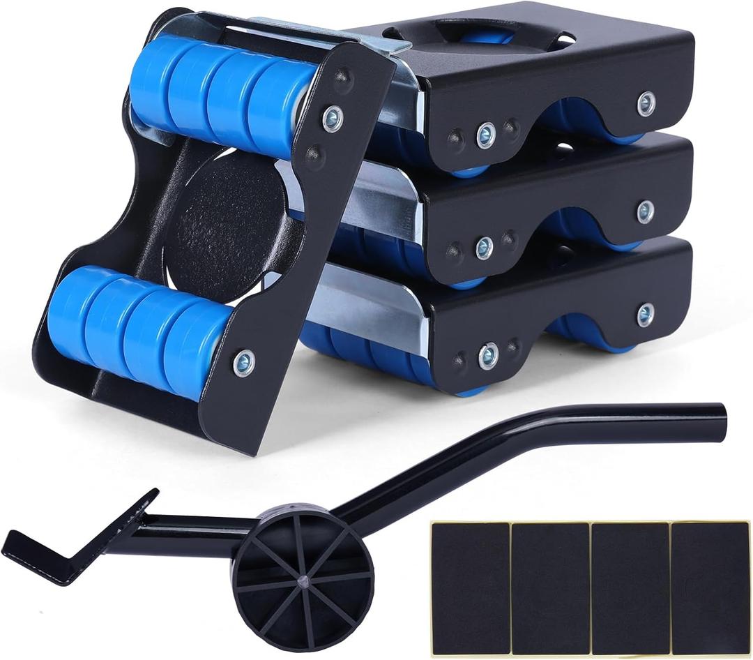 Furniture Sliders, Furniture Movers with Wheels 770LBS- 4 Metal Slider with Anti-Slip Pad4 Brakes Each for Easy Moving, Heavy Duty Appliance Roller Dolly for Couches, Sofas +More