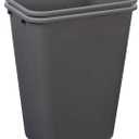 Amazon Basics Rectangular Commercial Office Wastebasket, Easy to Clean, 10 Gallon, Grey, 2-Pack