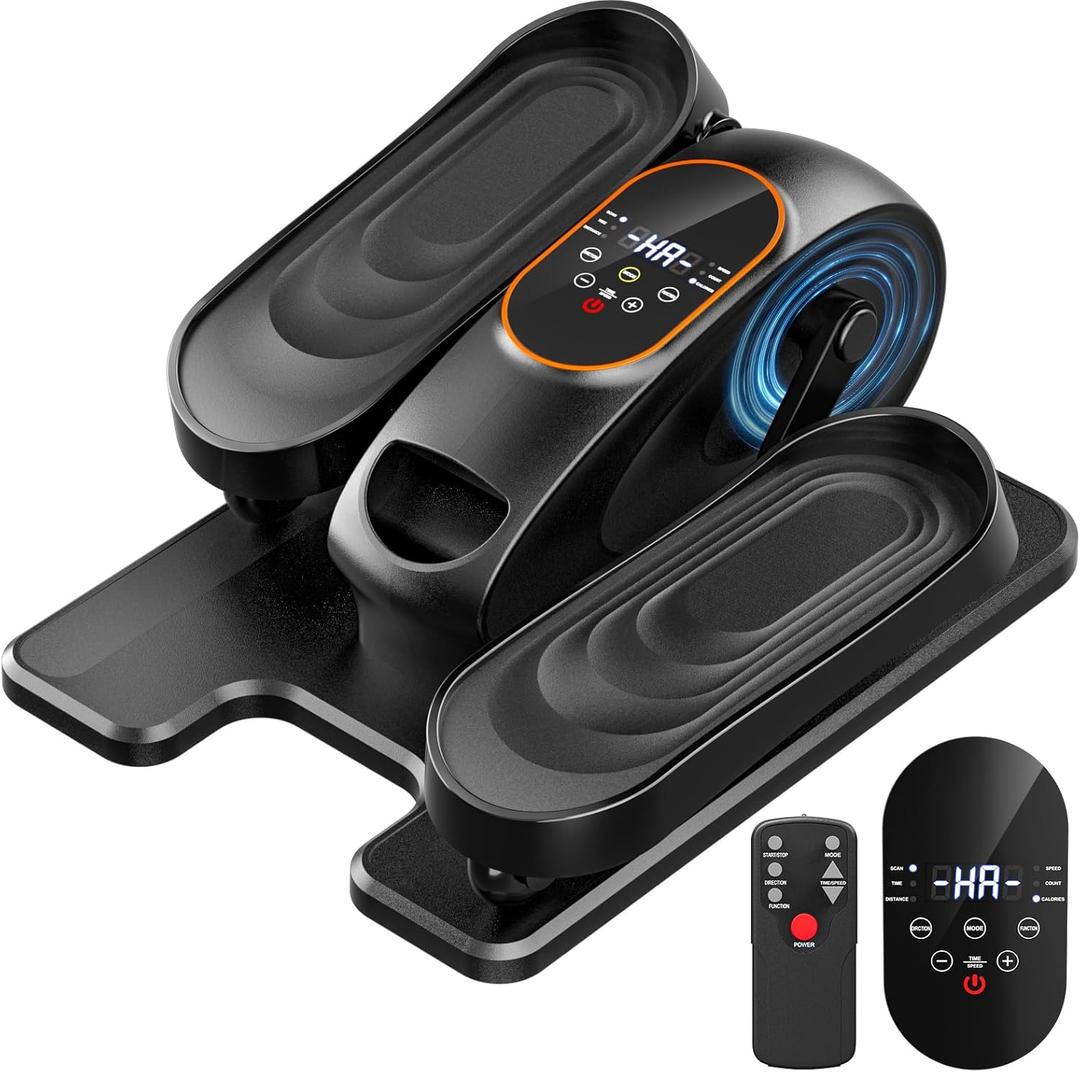 Electric Ellipse Leg Exerciser as Seen on TV, Under Desk Elliptical Machine with Quiet Motor, Remote Control & LCD Display - Portable Foot Pedal Exerciser for Seniors, Home Office Seated Workout