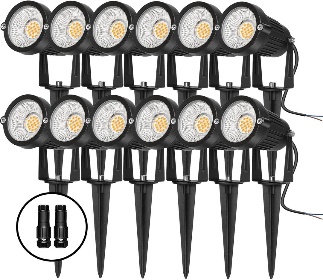 REEGOLD Low Voltage Landscape Lights Outdoor: 7W 700LM LED Landscape Lighting with Connectors for Tree Garden Yard Pathway | 12V 24V Warm White 2700K Spotlights | IP65 Waterproof | 16 Pack