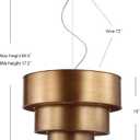 JONATHAN Y 21" Gold 3-Light Iron Pendant Light, 3-Tier Contemporary Concentric Ring Design, Adjustable Height Hanging Ceiling Fixture for Dining Room, LED Bulbs Included JYL9036A
