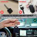 4 x Leather Keys Sleeve for Broken Car Key Loop Replacement, Keychain Cover Cute Protector and Holder for Men, Women (Black)