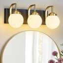 Modern Sand Black-Gold Bathroom Vanity Light Fixtures Over Mirror 3 Light Wall Sconce Vanity Light for Bathroom Lighting