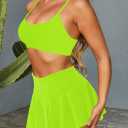 Pink Queen Women High Waisted Bikini Set Two Piece Swimsuit Swim Skirt Bathing Suit 2026 (Green, L)