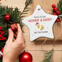 3 x ZAGKOO Pregnancy Announcement Ornament - Baby Announcement Christmas Ornament for Parents to Be - Baby on The Way Keepsake for Expecting Mom and Dad - Ceramic Holiday Tree Decoration