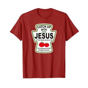 Grunge Christian Catch Up with Jesus Ketchup T-Shirt M