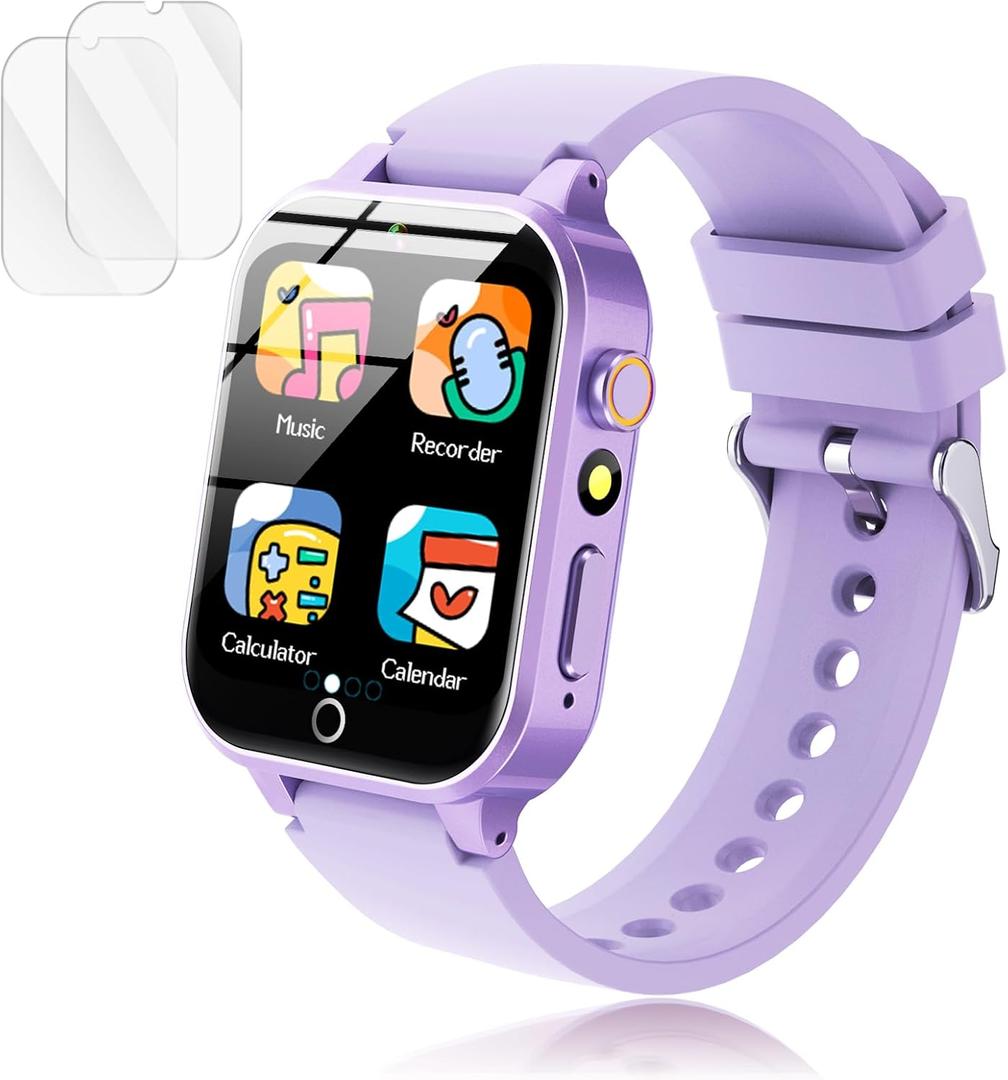 Luyiilo Kids Games Watch, with 26 Puzzle Games, Touch Screen, HD Camera, Alarm Clock, Toys for Ages 4-12 Years Old.Birthday Gift for Boys Girls (Purple)
