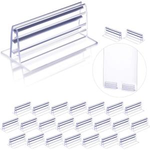 Zonon 24 Pieces Self Adhesive Sneeze Holder, Acrylic Panels Plates Holder Glass Sign Stands, Desk Dividers Privacy for Students, 3 x 1.6 Inch (L x H), 0.04 to 0.2 Inch Thick