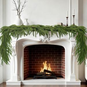 10 Ft Christmas Garland - Cedar Garland Real Touch Pine Garlands Christmas Decorations for Home Dining Table Mantel Porch Winter Christmas Decor (10FT Afloral Norfolk)