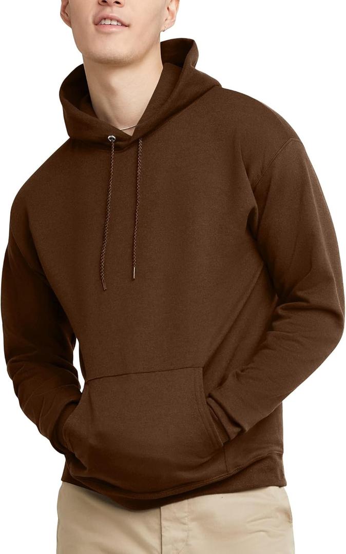 Hanes Men's EcoSmart Hoodie, Midweight Fleece, Pullover Hooded Sweatshirt (Brown, XL)