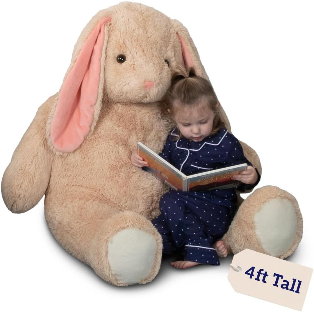Vermont Teddy Bear Giant Bunny Stuffed Animal - 4 Ft Stuffed Bunny Plush Toy from Giant Cuddle Collection, Adorable Rabbit Animal for Kids & Adults for All Ages