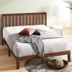 Zinus Vivek Wood Platform Bed Frame with Headboard, Solid Wood Foundation with Wood Slat Support, No Box Spring Needed, Easy Assembly, Queen (Antique Espresso)