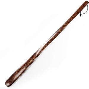 Wooden Long Shoe Horn for Men Women 27.56" Extra Long Shoe Horn for Seniors Hanging Rings Shoe Spoon Helper Gifts