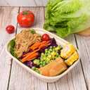 35oz Disposable salad bowls with lids, Sugarcane Fiber Paper Bowls take away food containers meal prep deli container 50 Pack