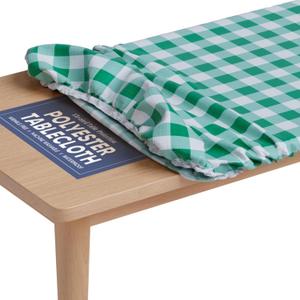 Tablecloth of Polyester -Fitted with Elastic, Water Proof, Washable, Fits for Table 36 x 60 Inch, Checked Green Design, for Indoor/Outdoor Kitchen and Picnic and More...