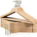 Wooden Hangers 20 Pack, Durable Wood Hangers with 360 Swivel Hook & Notches, Slim Coat Hanger Wooden for Shirt, Suit, Jacket, Dress, Natural