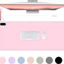 Konohan Heated Large Desk Mat PU Leather Warm Mouse Pad with 5 Heating Levels & 4 Hour Auto Shut-Off, 31.5" X 13", Pink Color