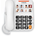 VTech Corded Senior Phone for Elderly with HighContrast Large Buttons, 8 Photo Speed Dial, Talking Digits, Visual Ringer, FullDuplex, No AC Power, Earpiece and Speakerphone Volume Control | SN1117