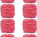 INNDUN Blanket Yarn 8 Pack of 100g/3.5oz - Rose Pink Chenille Yarn 6 Super Bulky - Knitting, Crocheting & Crafts Chunky Yarn