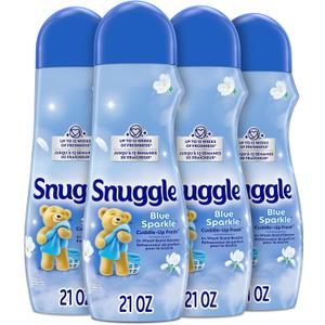 Snuggle In Wash Scent Booster, 21 Oz, Pack of 4, Blue Sparkle, Laundry Beads for Long-Lasting Freshness, Fragrance Enhancer for Clothes, Bedding & Activewear, HE Safe