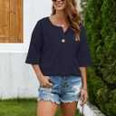 Summer Shirts for Women 2026 Short Sleeves Blouses Dressy Casual Tunic Tops (S)