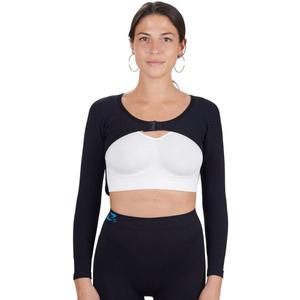 High compression mini top, massaging arms sleeves for Lipedema, Lymphedema diseases (S/M, Black)