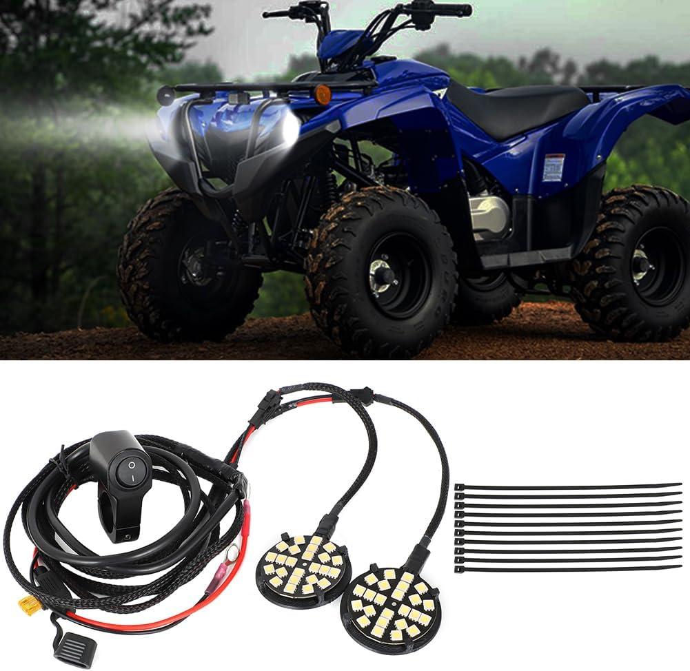 motoparty for Yamaha Headlight Kit Grizzly 90 2019-2024 Left and Right Waterproof LED Lights Easy Installation Waterproof
