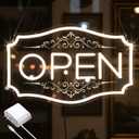 22" x 13" Open Sign for Business, LED Dimmable Neon Open Sign with 12V/2A Adapter, Warm White, Bright LED to Light Up Storefronts, Windows & Walls