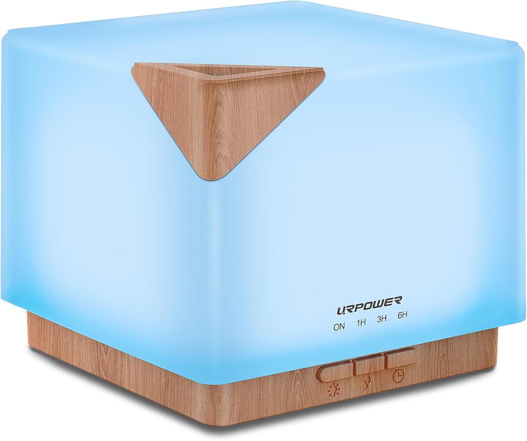 URPOWER Aromatherapy Essential Oil Diffuser Humidifier, 700ml Large Capacity Modern Ultrasonic Aroma Diffusers Running 20+ Hours with Adjustable Mist Mode/4 Timer Settings for Home Office Study (Light Brown)