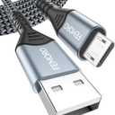 FEMORO USB to Micro USB Cable 10 ft Long 480Mbps Data Transfer & 12W Charging, MicroUSB 2.0 Charger Cord 10ft for PS4 Old Kindle Android Phones Raspberry Pi 3 and More