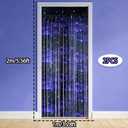2 Pcs Galaxy Foil Curtains Backdrop for Space Themed Party Decorations, Iridescent Tinsel Curtains Blue Streamers for Space Astronaut, Music Birthday Party Decorations