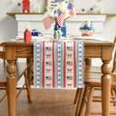 Artoid Mode Star Striped Bow American Flag 210 GSM 4th of July Table Runner, Memorial Day Kitchen Dining Table Decoration for Home Party Decor 13x48 Inch