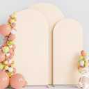 Wokceer Wedding Arch Backdrop Cover (8FT, 7.2FT, 6.6FT) Set of 3 Spandex Fitted Wedding Arch Stand Covers Round Top Chiara Backdrop Stands Cover for Birthday Party Ceremony Banquet Decor Beige