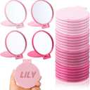 Amyhill 24 Pcs Small Compact Mirrors Bulk Mini Pocket Mirrors Solid Color Portable Folding for Wedding Guest Baby Shower Birthday Party Favor Women Gifts Travel (Pure,Pink)