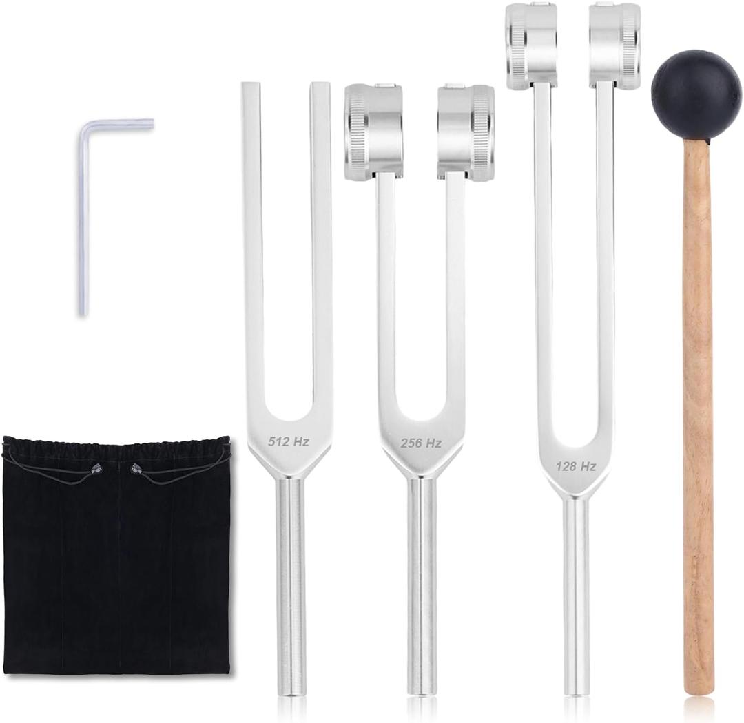 4pcs Tuning Fork for Healing Set,128Hz 256Hz 512Hz Resonance Tuning Forks with Wooden Mallet & Storage Pouch Sound Instruments for Yoga Meditation Chakra Balanci Accessories 4pcs Tuning Fork for Healing Set,128Hz 256Hz 512Hz Resonance Tuning Forks with Wooden Mallet & Storage Pouch Sound Instruments for Yoga Meditation Chakra Balanci Accessories